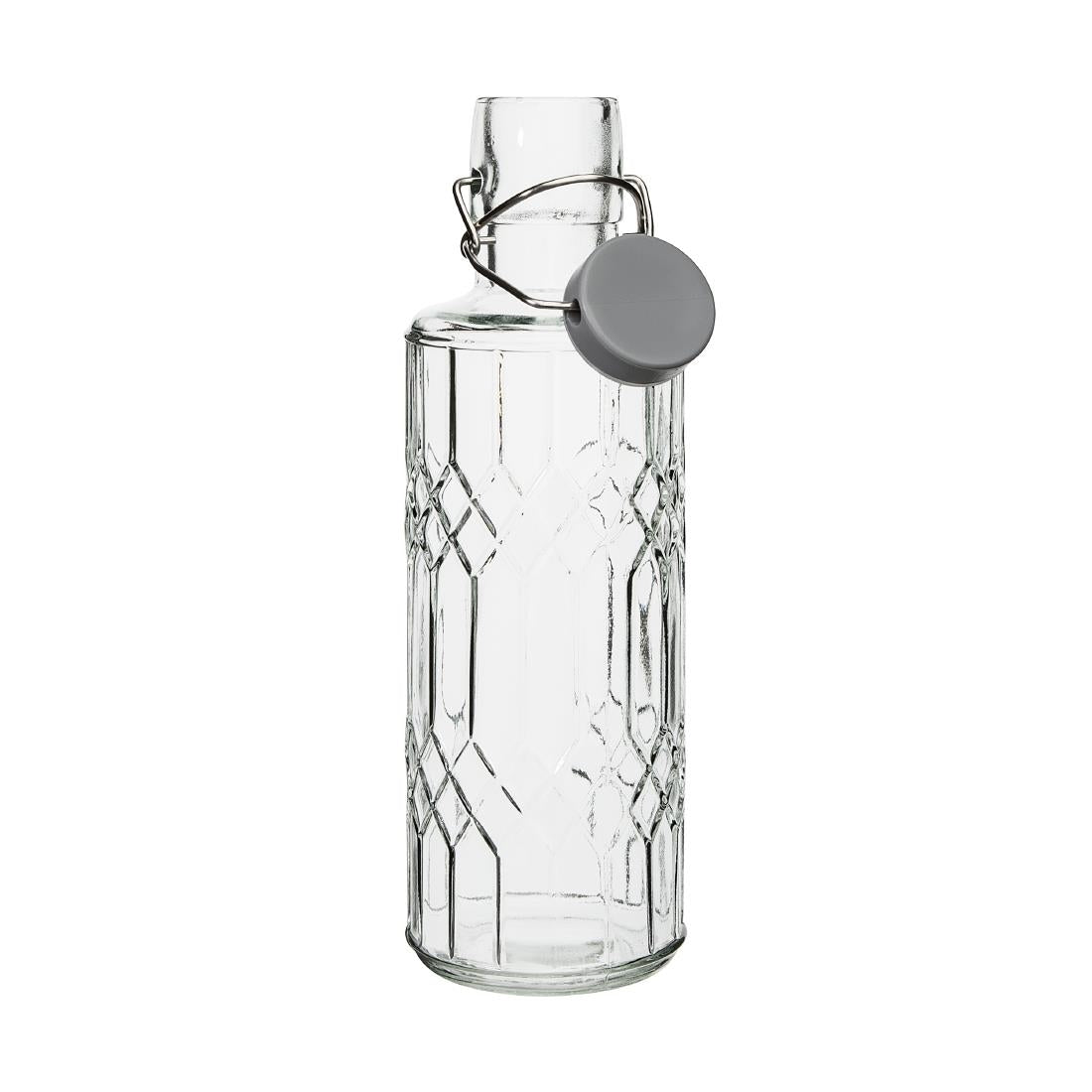 Olympia Geo Glass Water Bottle with Stopper 640ml (Pack of 6) - DN817 Jugs, Pitchers, Decanters & Carafes Olympia