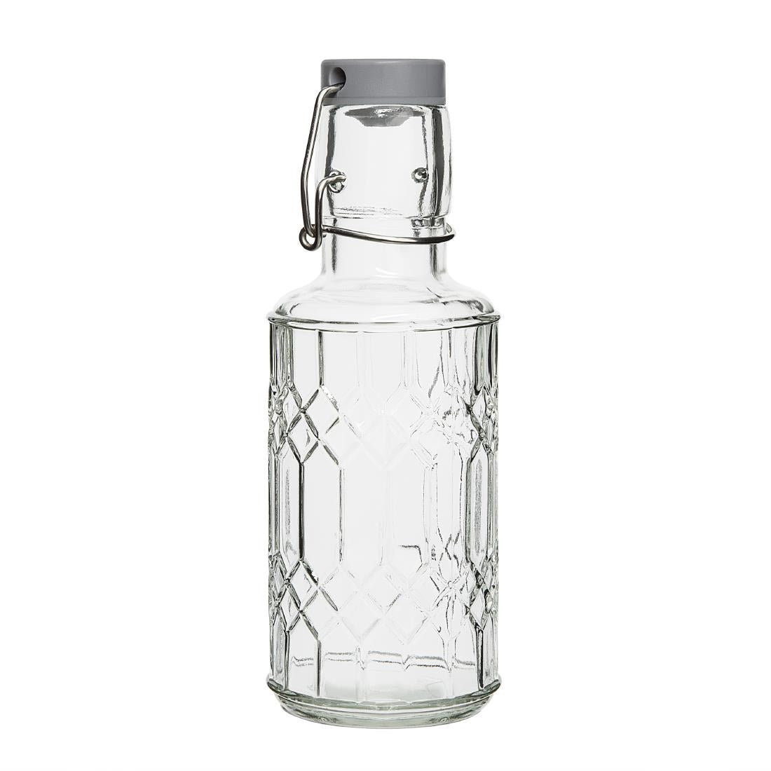 Olympia Geo Glass Water Bottle with Stopper 380ml (Pack of 6) - DN818 Jugs, Pitchers, Decanters & Carafes Olympia