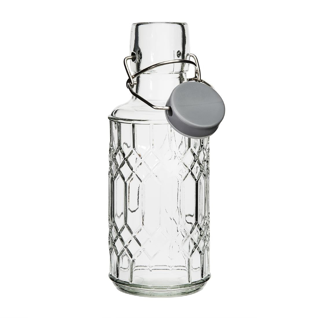 Olympia Geo Glass Water Bottle with Stopper 380ml (Pack of 6) - DN818 Jugs, Pitchers, Decanters & Carafes Olympia