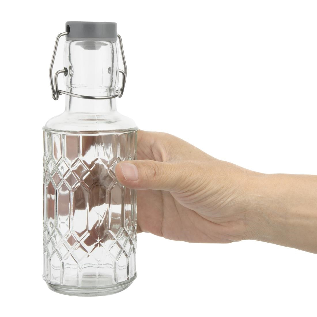 Olympia Geo Glass Water Bottle with Stopper 380ml (Pack of 6) - DN818 Jugs, Pitchers, Decanters & Carafes Olympia