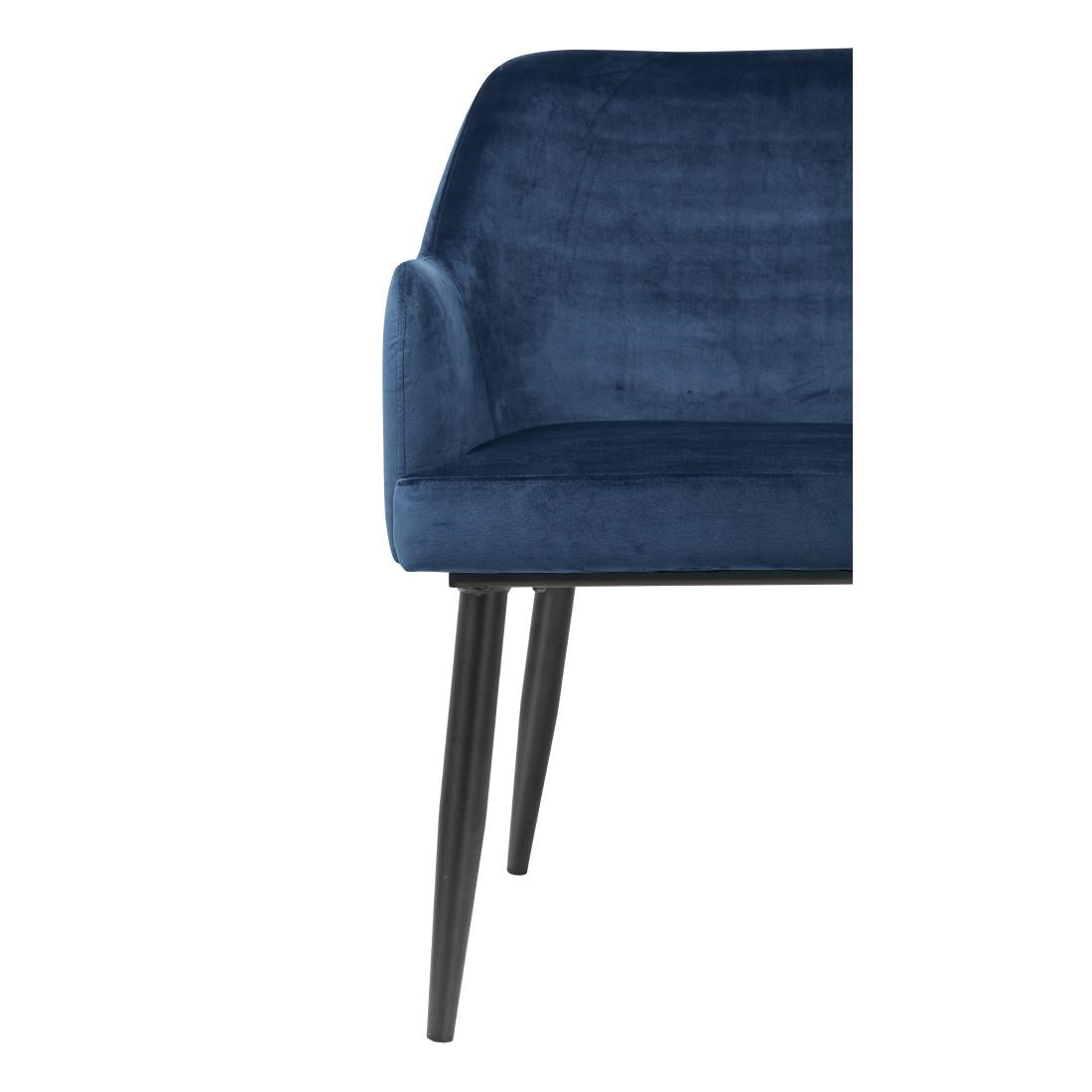 Bolero Lia Velvet Effect Chairs Dark Navy (Set of 2) - DP199 Upholstered Dining Chairs Bolero