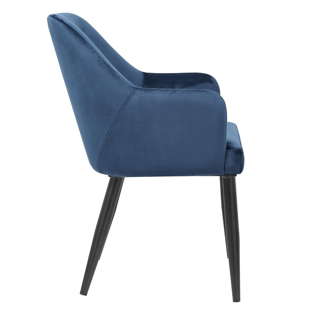 Bolero Lia Velvet Effect Chairs Dark Navy (Set of 2) - DP199 Upholstered Dining Chairs Bolero