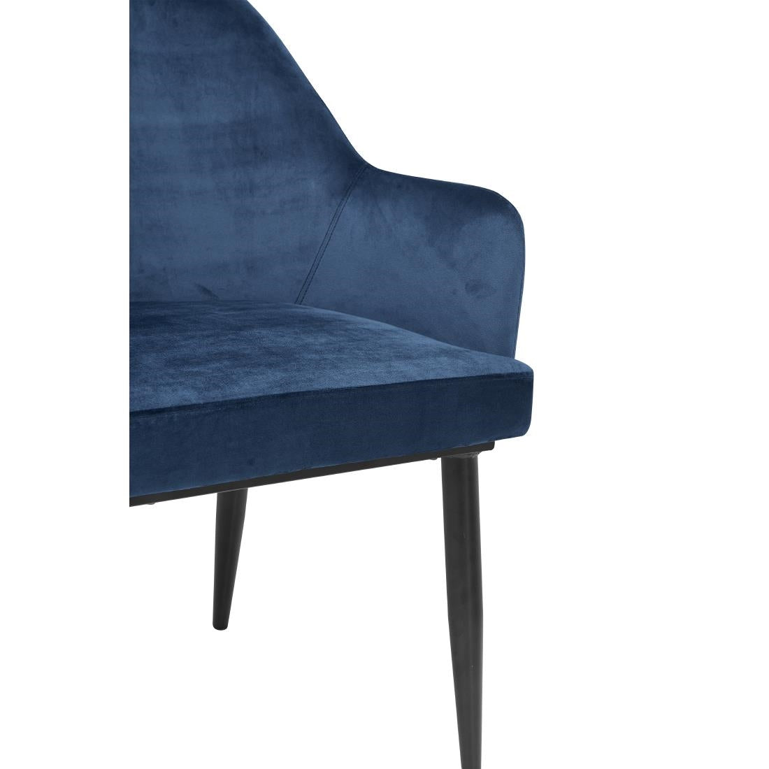 Bolero Lia Velvet Effect Chairs Dark Navy (Set of 2) - DP199 Upholstered Dining Chairs Bolero