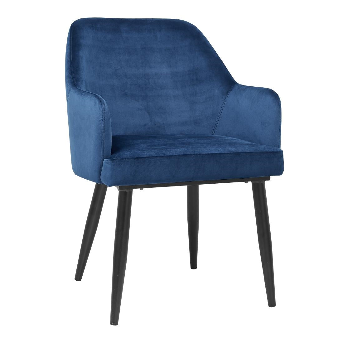 Bolero Lia Velvet Effect Chairs Dark Navy (Set of 2) - DP199 Upholstered Dining Chairs Bolero