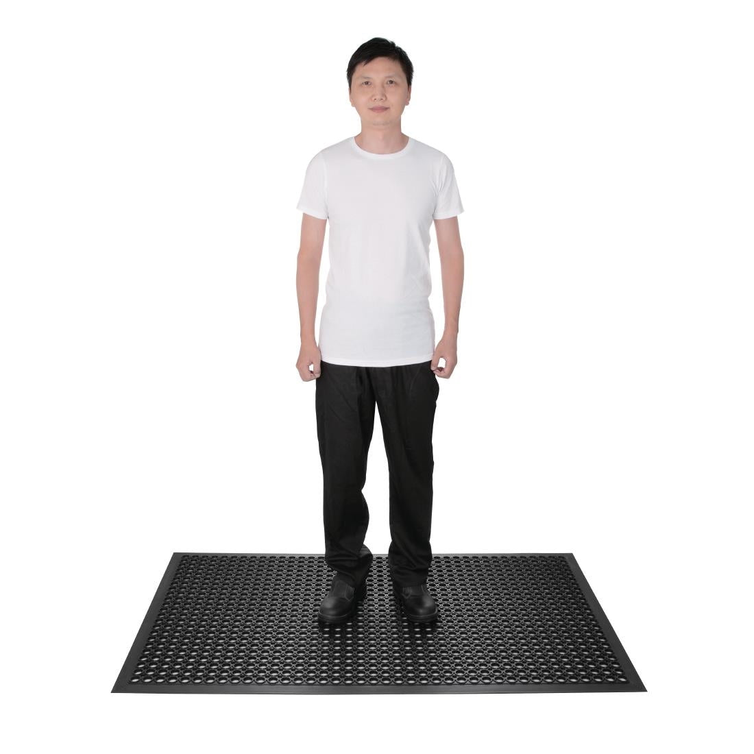 Jantex Rubber Anti Fatigue Anti Slip Floor Safety Mat Black 1500 x 900mm - DP206 Jantex