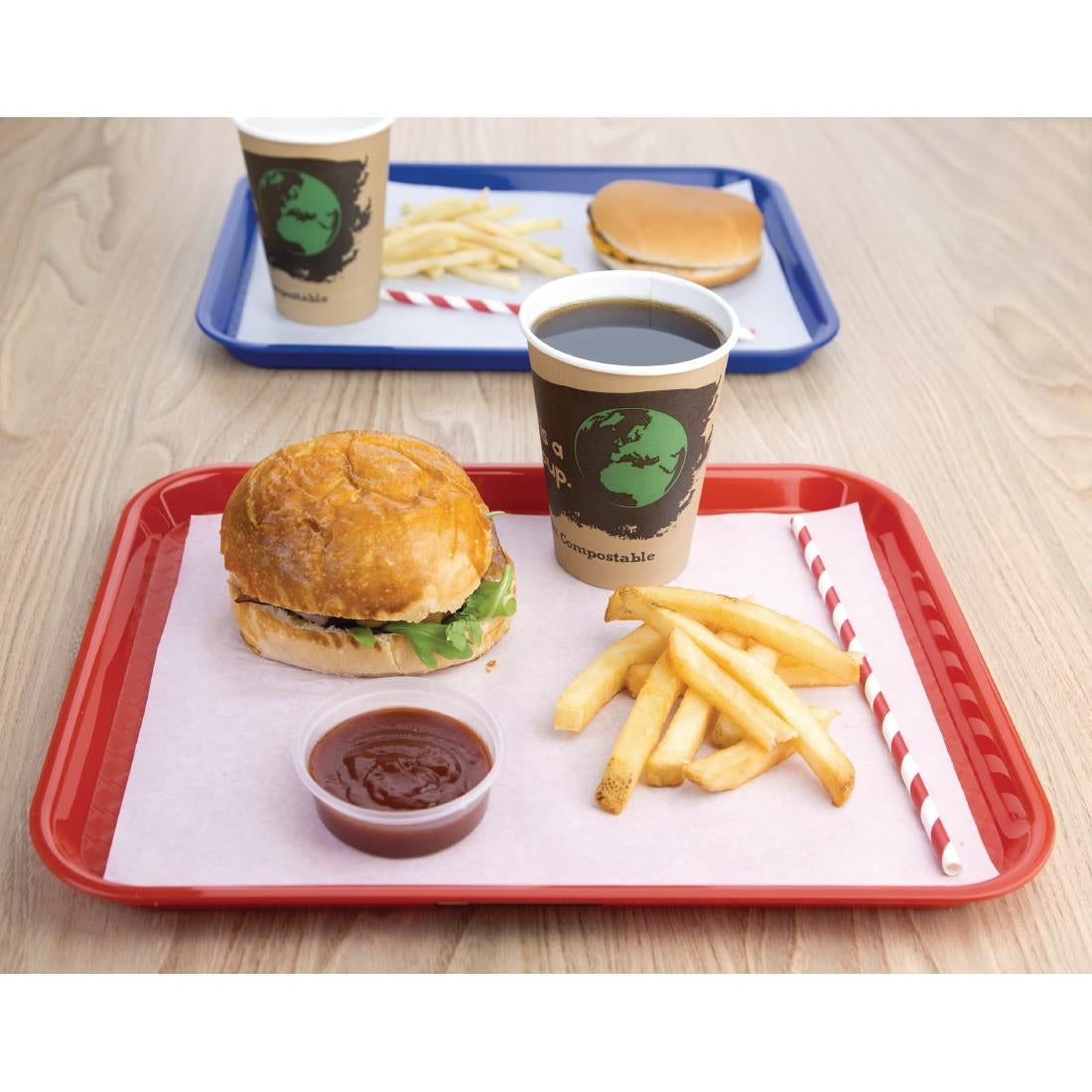 Olympia Kristallon Polypropylene Fast Food Tray Red Small 345mm - DP213 Olympia