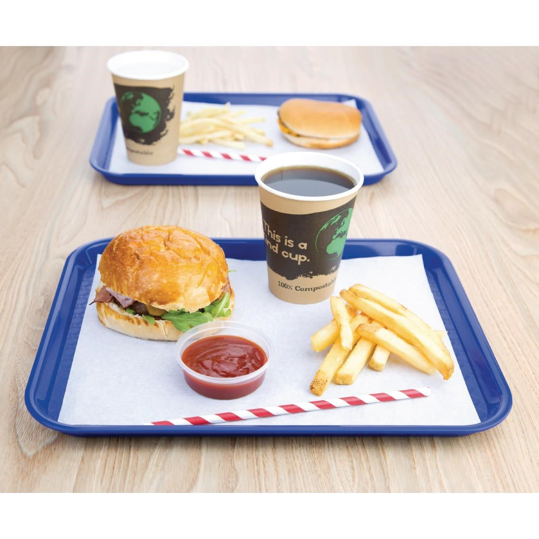 Olympia Kristallon Polypropylene Fast Food Tray Blue Small 345mm - DP215 Olympia