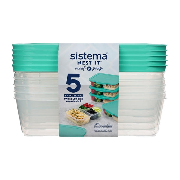 Sistema Nest It Meal Prep Containers 1.9Ltr (Pack of 5) - DP648 Sistema