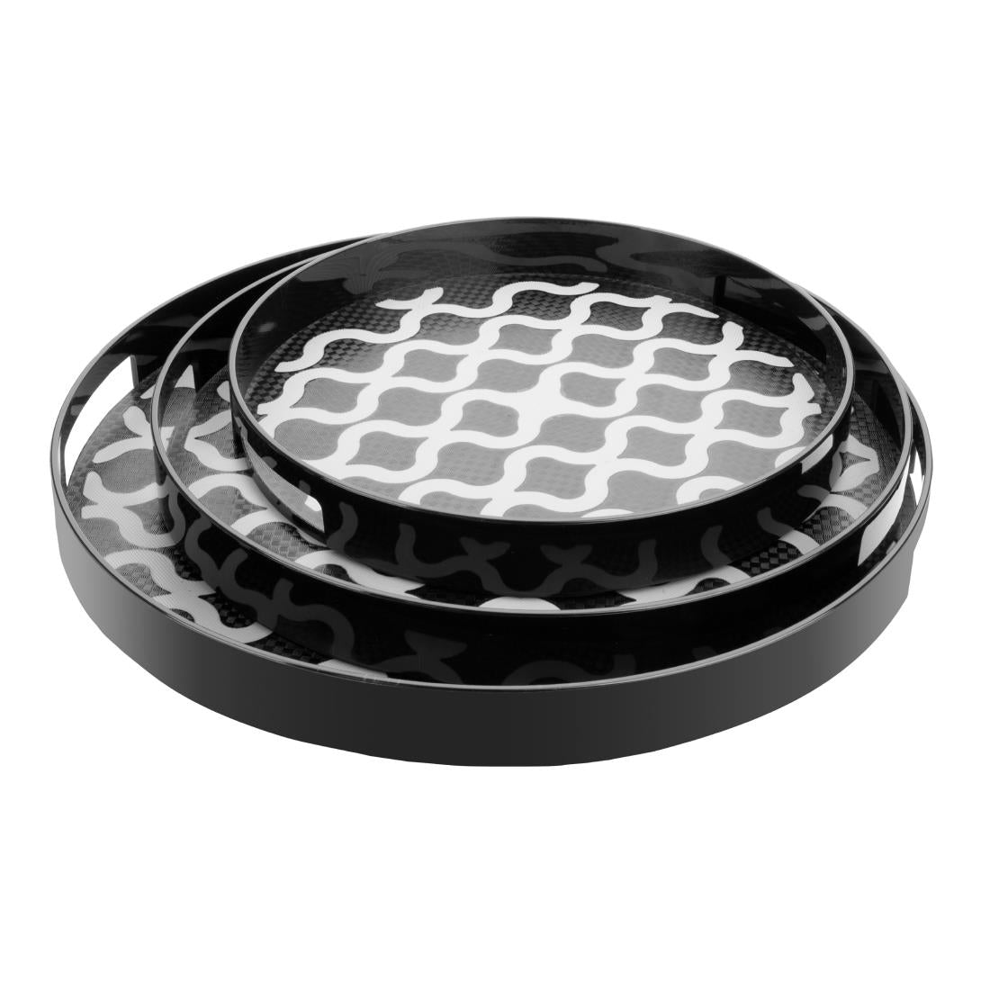 Olympia Kristallon PC Round Non Slip Tray with Handles 300mm - DP664 Olympia