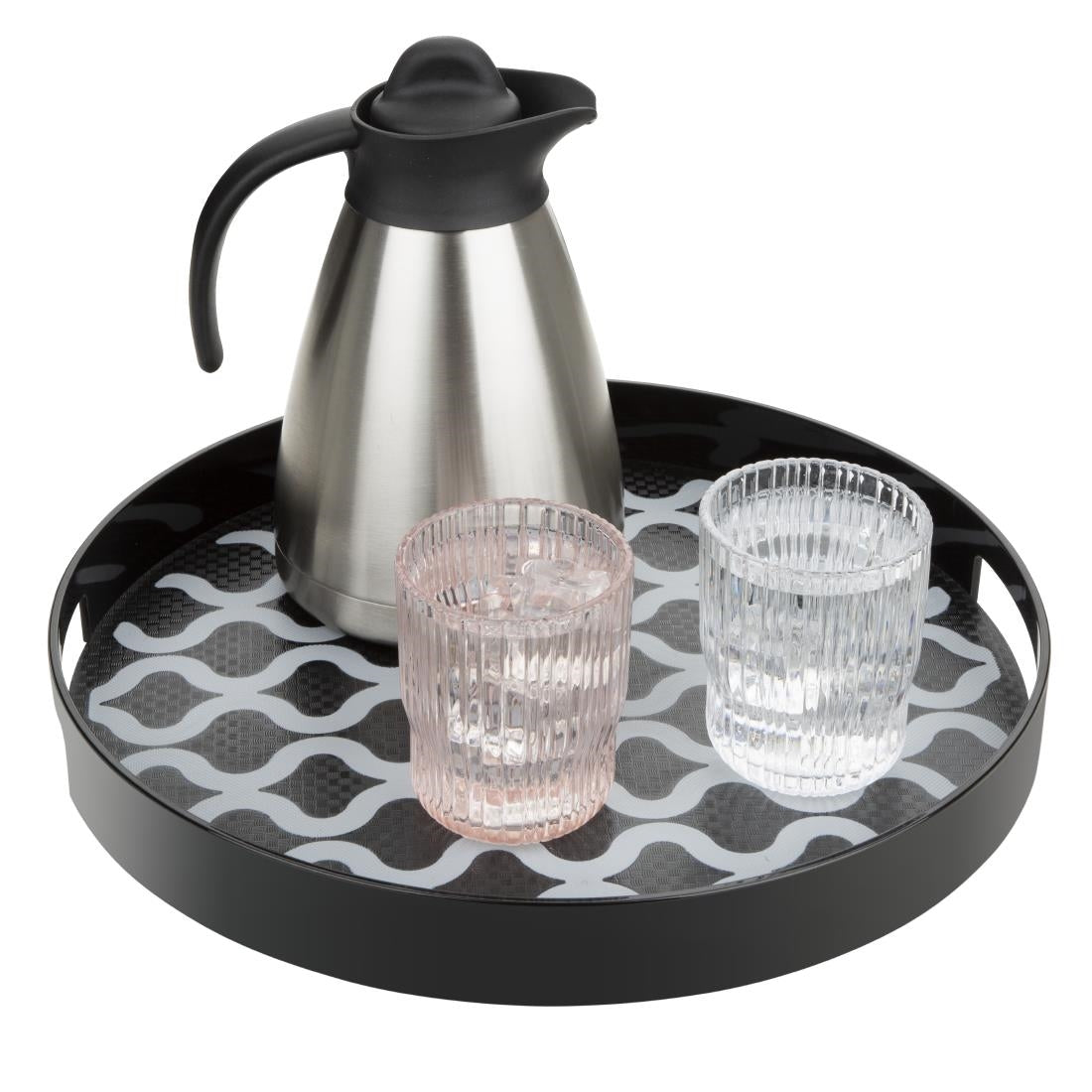 Olympia Kristallon PC Round Non Slip Tray With Handles 355mm - DP665 Olympia