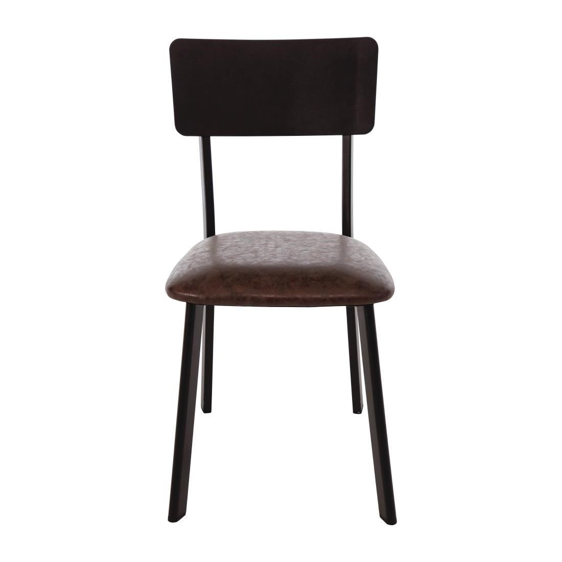 Bolero Metal & PU Side Chairs Vintage Mocha (Pack 4) - DR301 Metal Dining Chairs Bolero