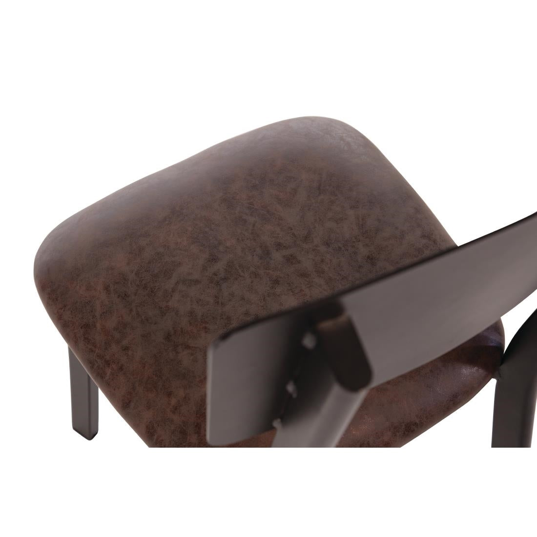 Bolero Metal & PU Side Chairs Vintage Mocha (Pack 4) - DR301 Metal Dining Chairs Bolero