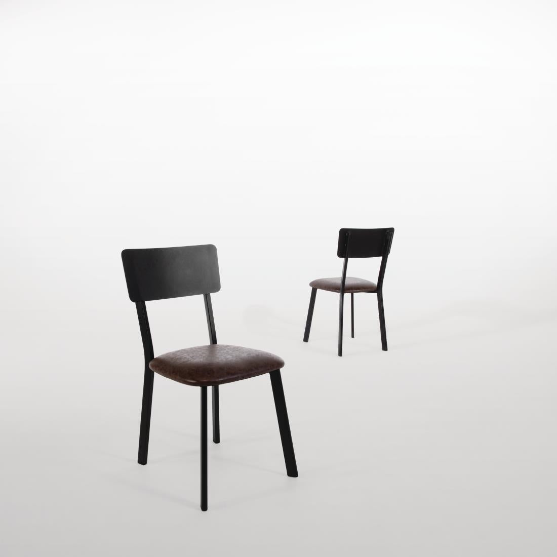 Bolero Metal & PU Side Chairs Vintage Mocha (Pack 4) - DR301 Metal Dining Chairs Bolero