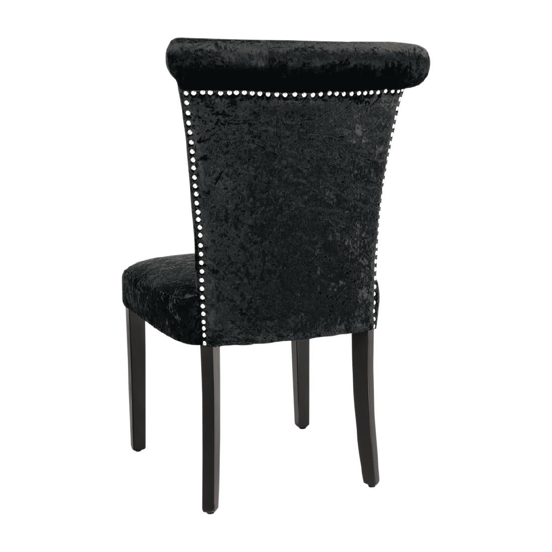 Bolero Black Crushed Velvet Dining Chair (Pack of 2) - DR307 Upholstered Dining Chairs Bolero