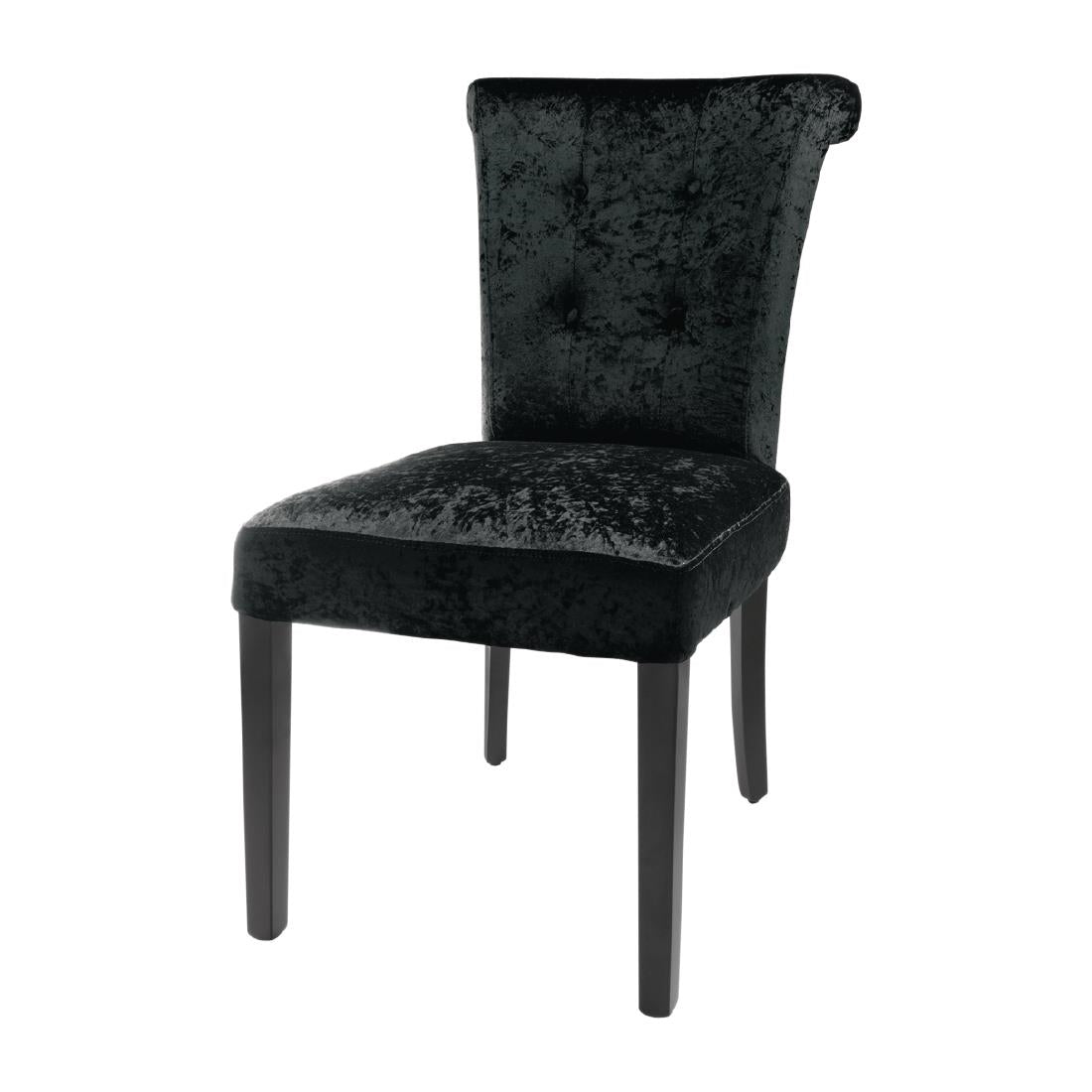 Bolero Black Crushed Velvet Dining Chair (Pack of 2) - DR307 Upholstered Dining Chairs Bolero