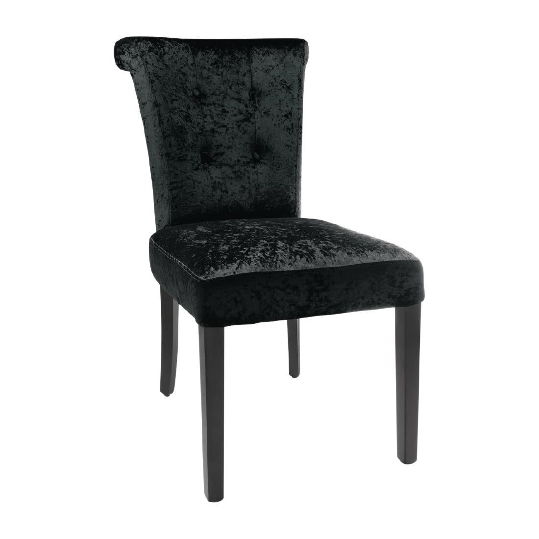 Bolero Black Crushed Velvet Dining Chair (Pack of 2) - DR307 Upholstered Dining Chairs Bolero