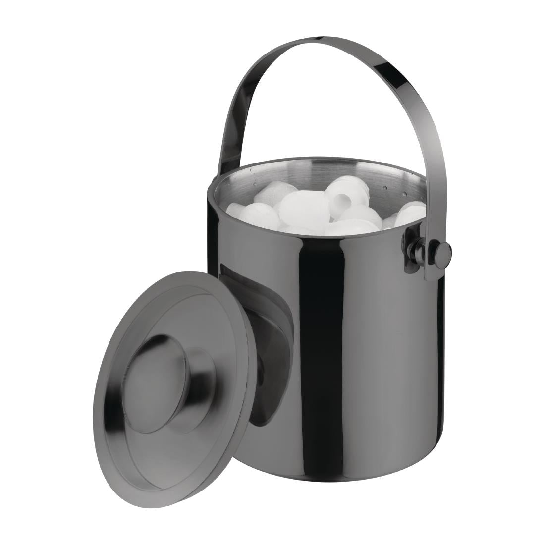 Olympia Double Walled Ice Bucket with Lid 1Ltr Gunmetal - DR742 Olympia