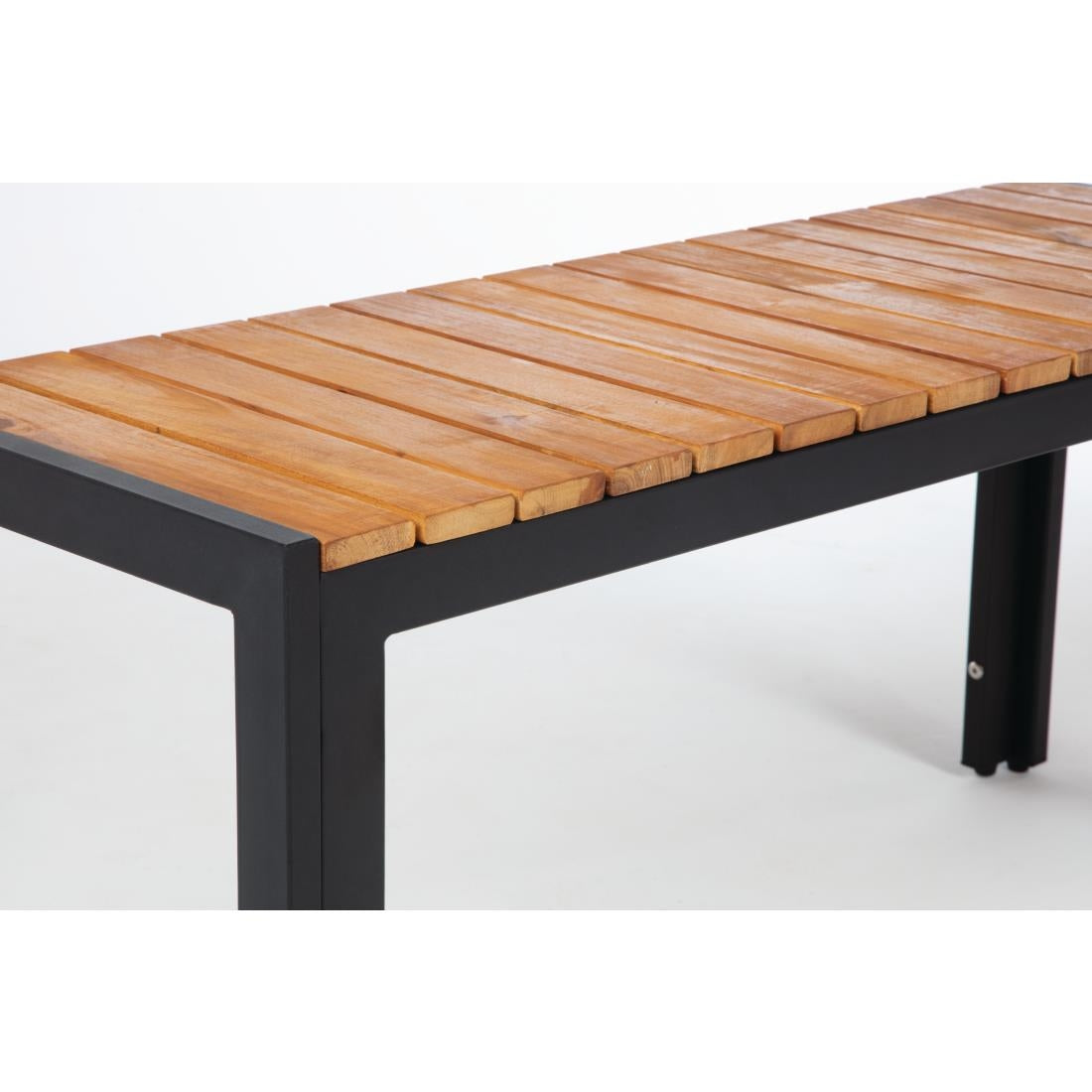 Bolero Rectangular Steel and Acacia Benches 1000mm (Pack of 2) - DS154 Benches Bolero