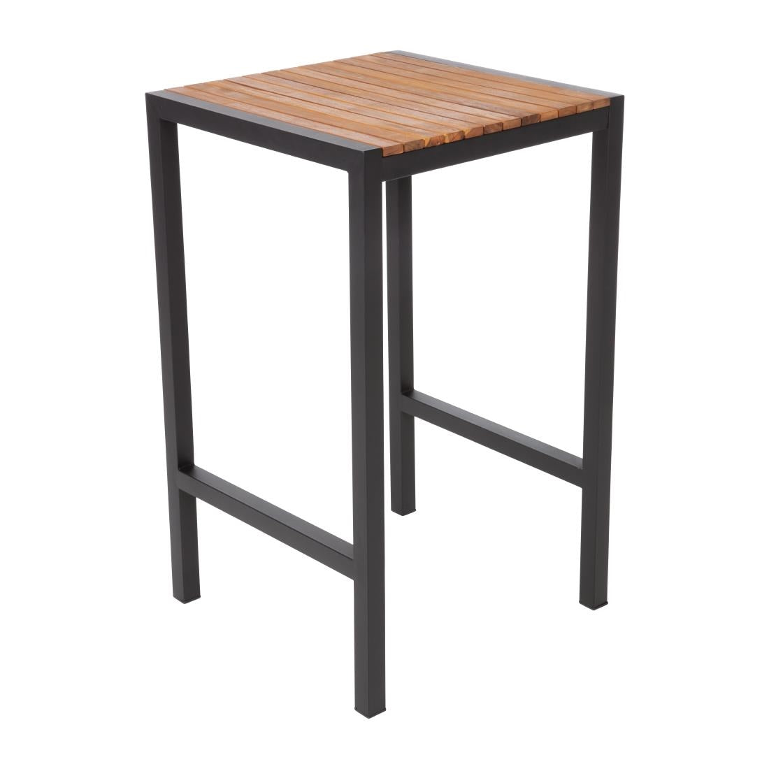 Bolero Square Steel and Acacia Bar Table 600mm - DS155 Steel Tables Bolero