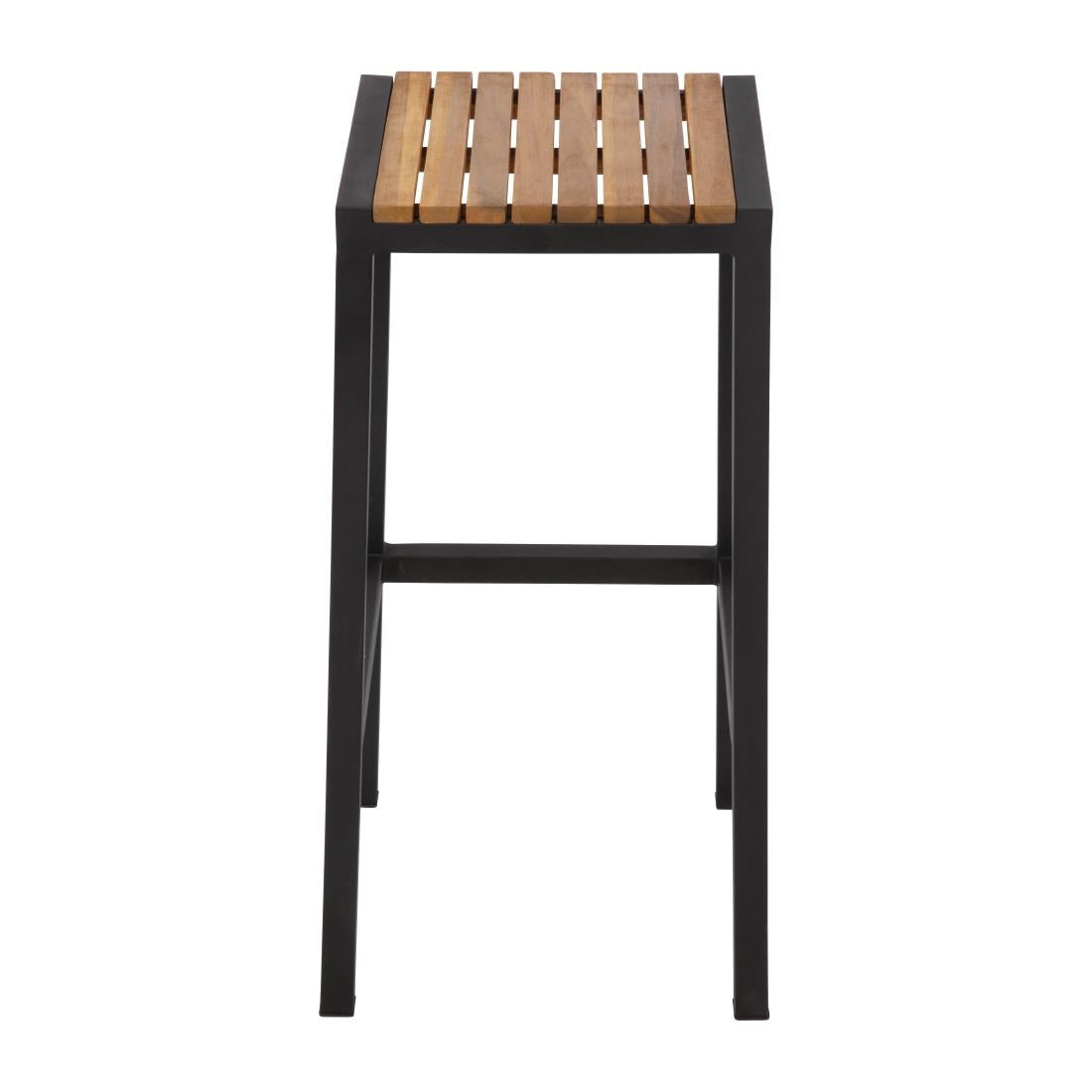 Bolero Black Steel & Acacia Wood Bar Stools (Pack of 2) - DS156 Metal Bar Stools Bolero