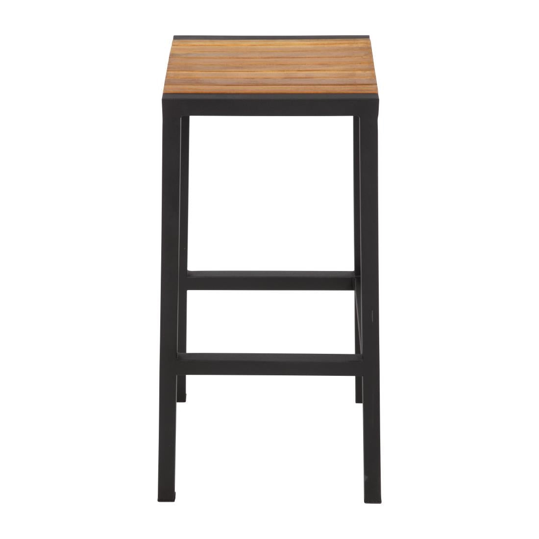 Bolero Black Steel & Acacia Wood Bar Stools (Pack of 2) - DS156 Metal Bar Stools Bolero