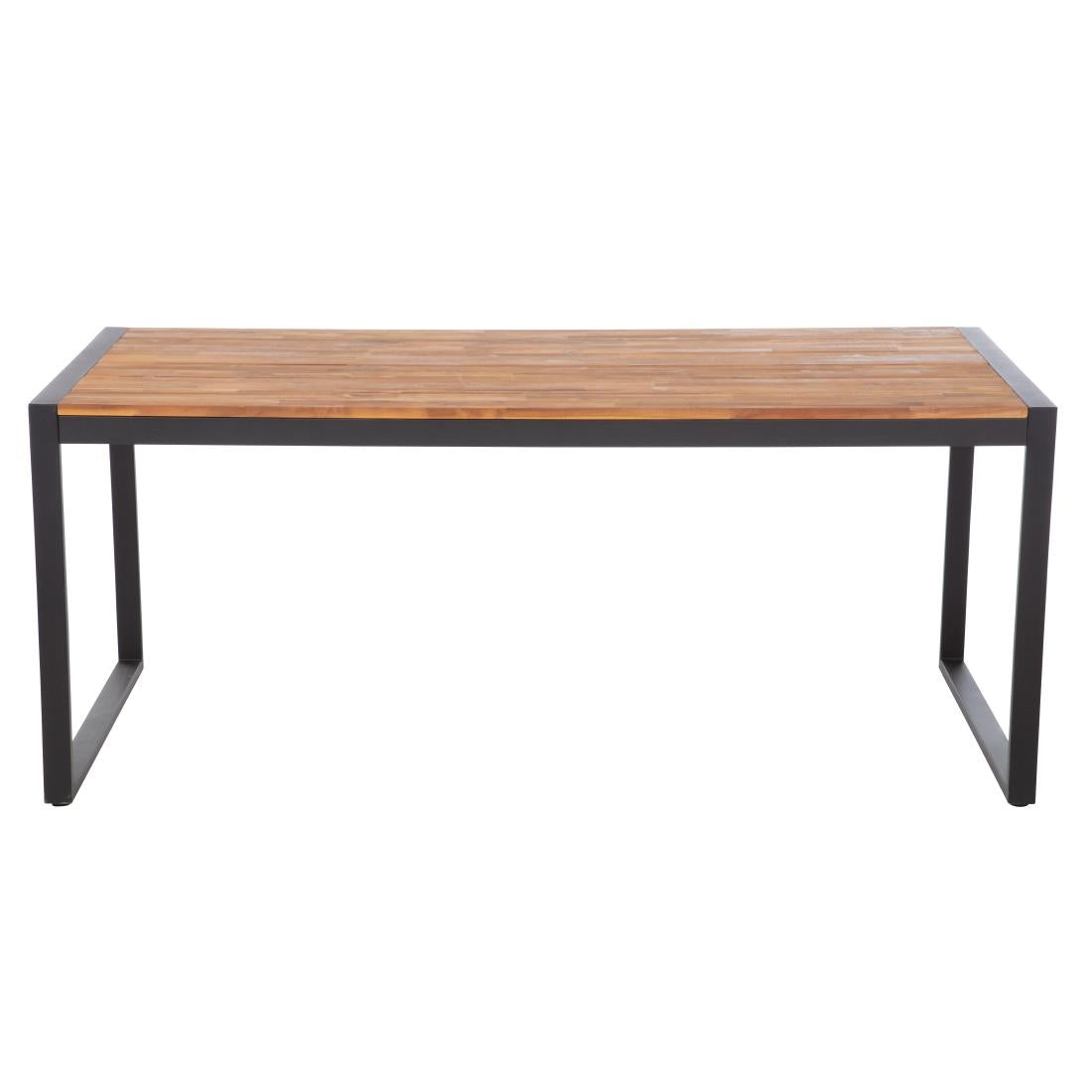 Bolero Acacia Wood and Steel Rectangular Industrial Table 1800mm - DS157 Steel Tables Bolero