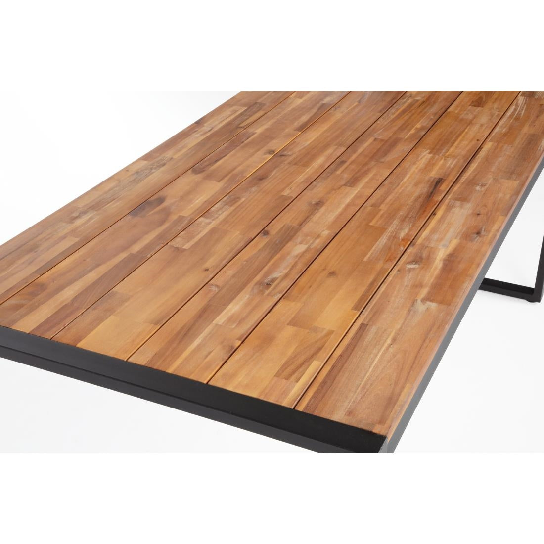 Bolero Acacia Wood and Steel Rectangular Industrial Table 1800mm - DS157 Steel Tables Bolero