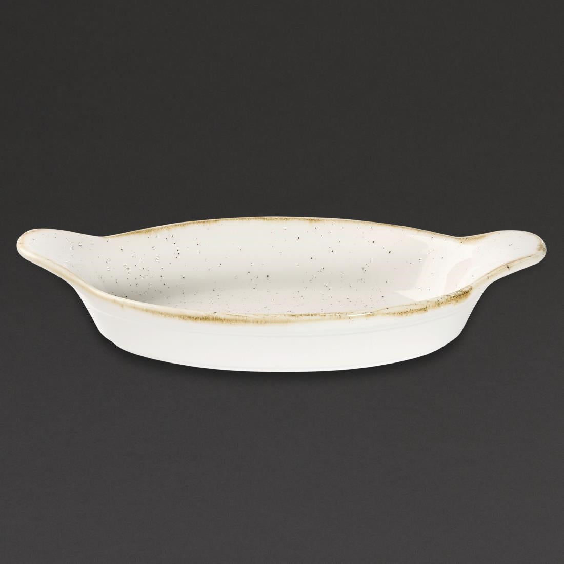 Churchill Stonecast Oval Eared Dishes Barley White 232mm (Pack of 6) - DS490 Churchill Super Vitrified Churchill