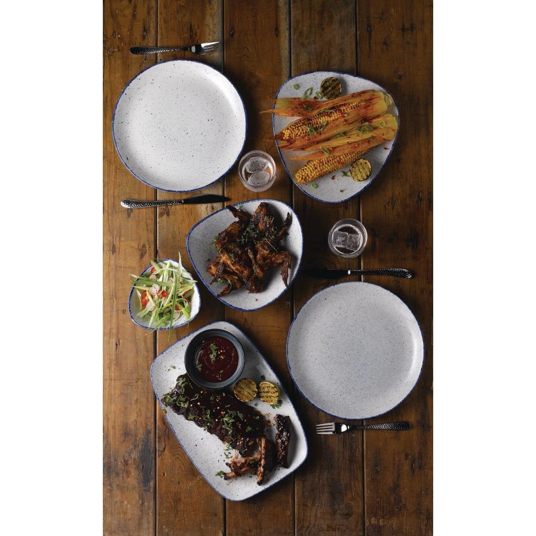 Churchill Stonecast Hints Oblong Plates Indigo Blue 355mm (Pack of 6) - DS585 Plates Churchill