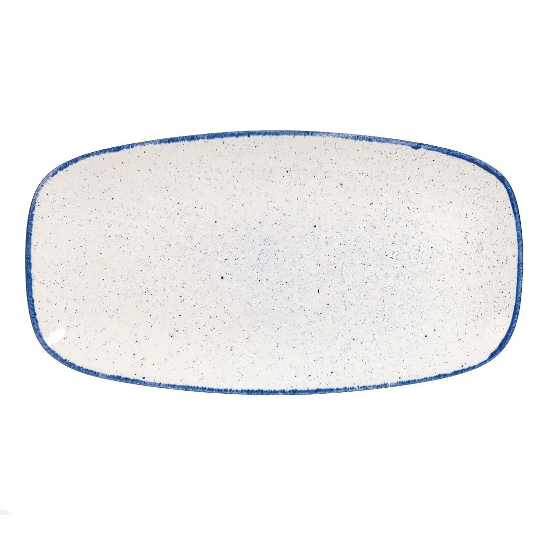 Churchill Stonecast Hints Rectangular Plates Indigo Blue 355mm (Pack of 6) - DS586 Plates Churchill