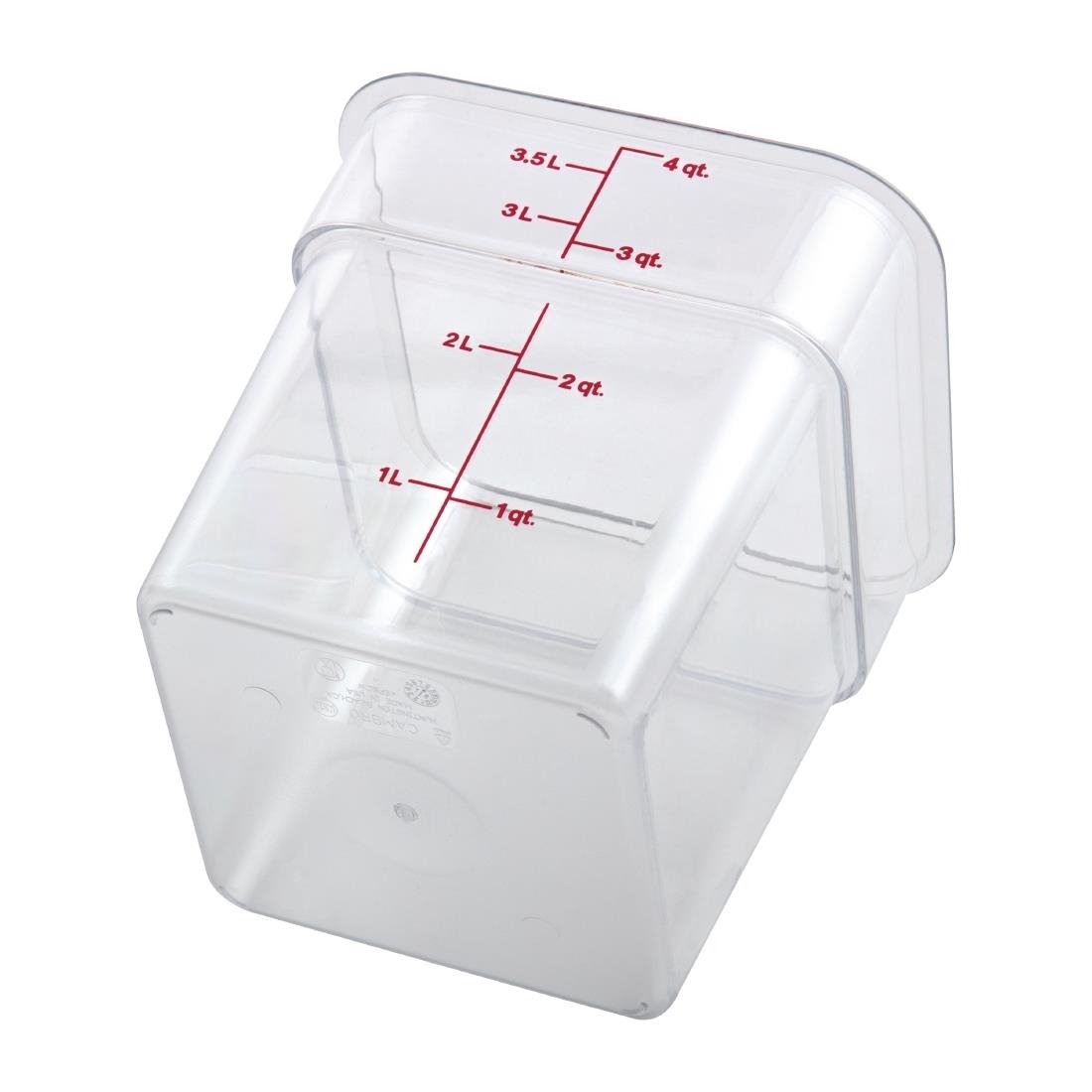 Cambro Square Polycarbonate Food Storage Container 3.8 Ltr (Pack of 6) - DT196 Cambro