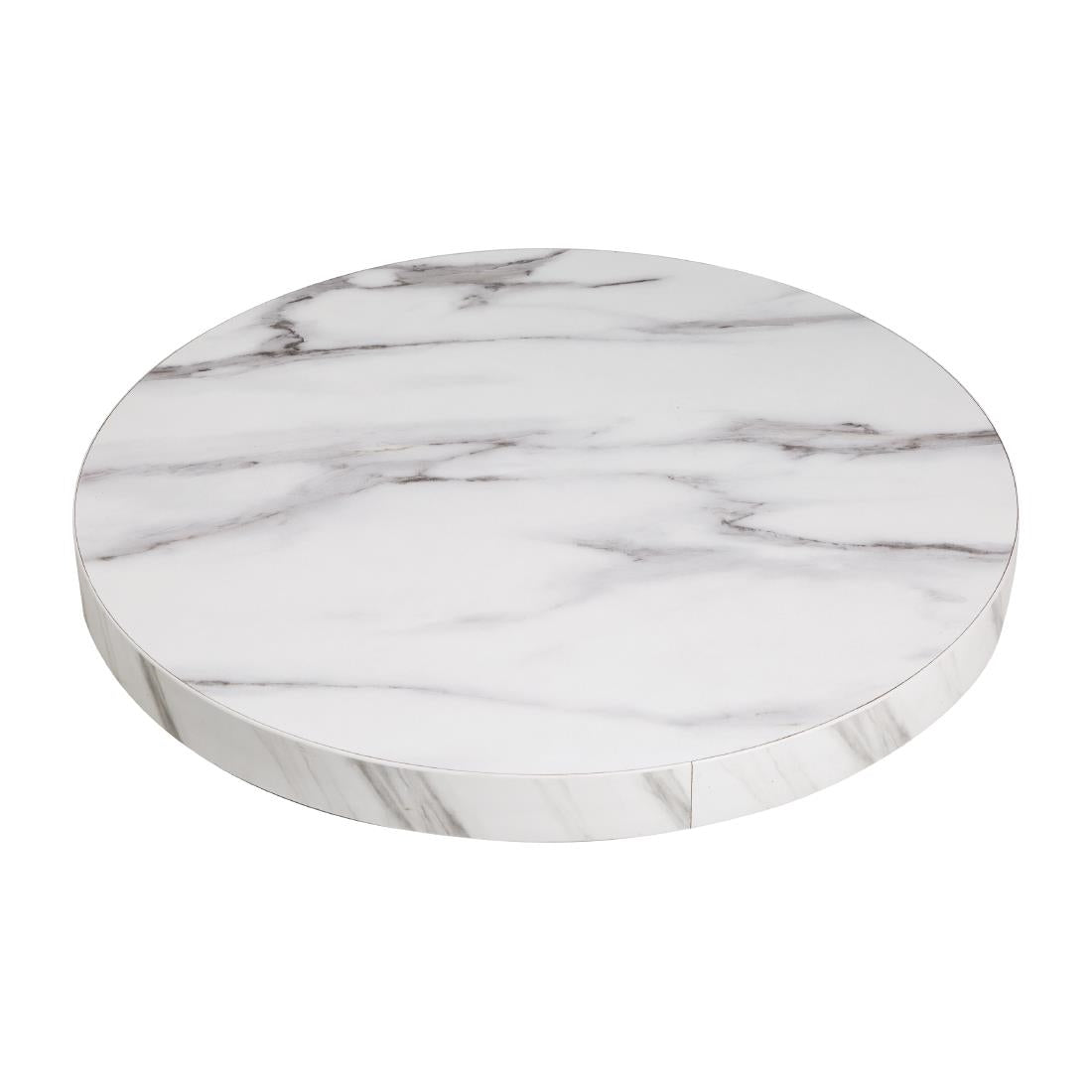 Bolero Pre-drilled Round Table Top Marble Effect 600mm - DT445 Stone Effect Table Tops Bolero