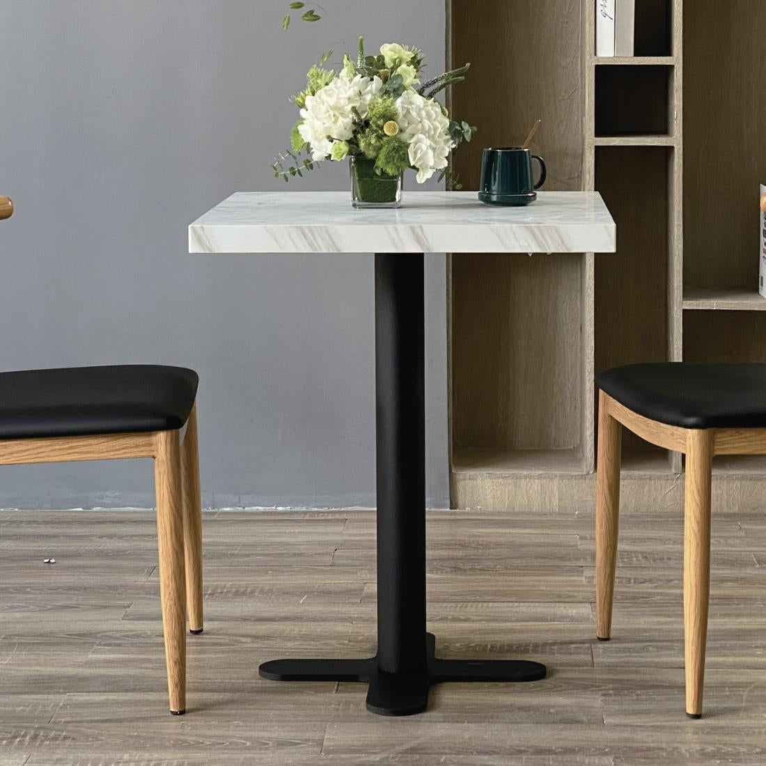 Bolero Pre-Drilled Square Table Top Marble Effect 700mm - DT446 Stone Effect Table Tops Bolero