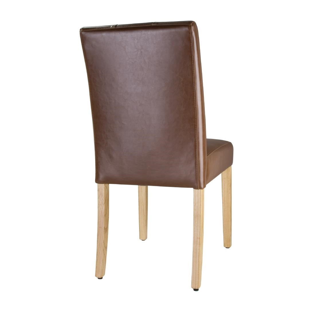 Bolero Chiswick Button Dining Chairs Tan Leather (Pack of 2) - DT699 Upholstered Dining Chairs Bolero
