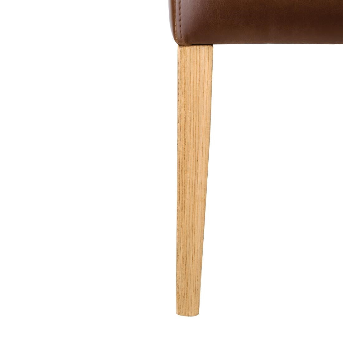 Bolero Chiswick Button Dining Chairs Tan Leather (Pack of 2) - DT699 Upholstered Dining Chairs Bolero