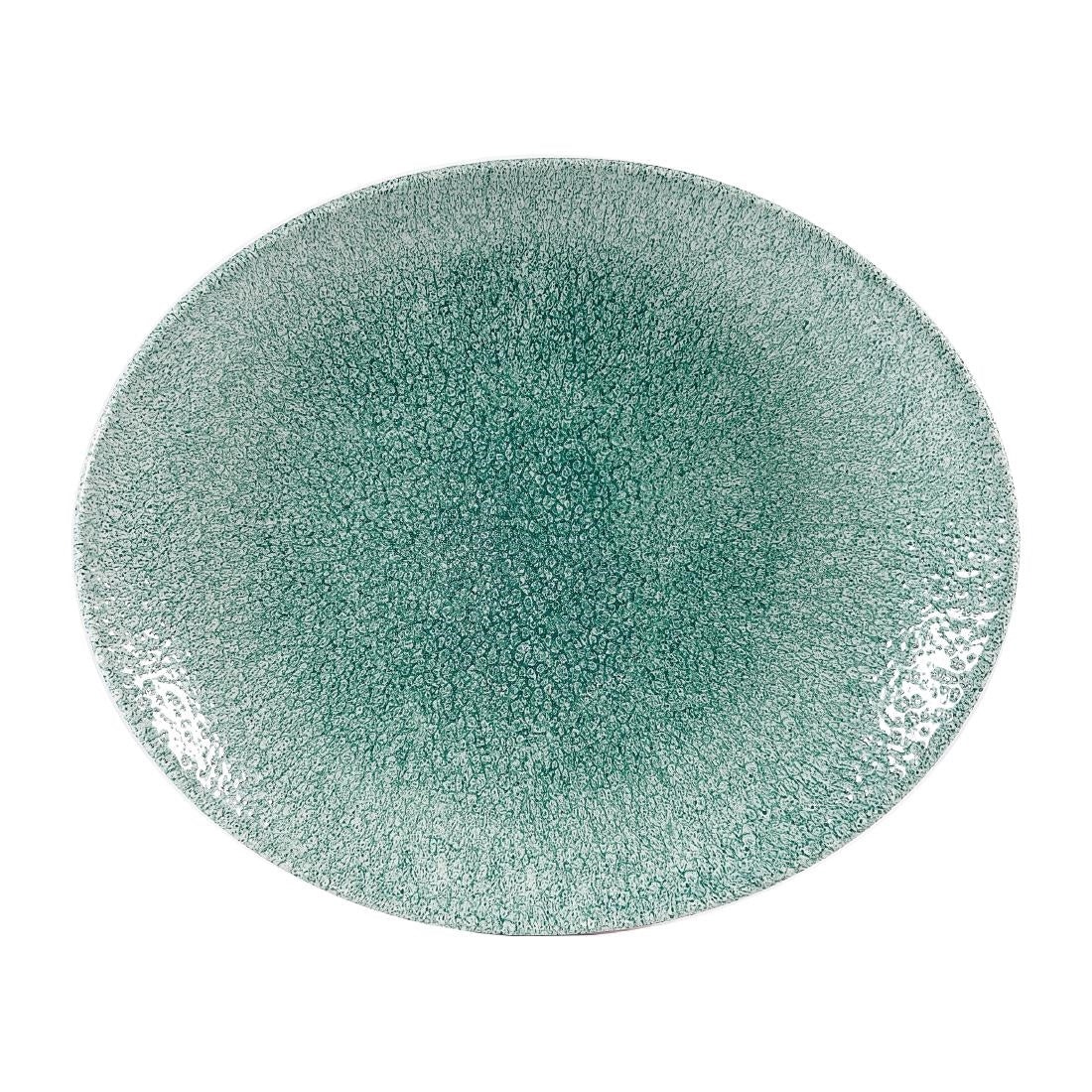 Churchill Studio Prints Raku Oval Coupe Plates Jade Green 317mm (Pack of 12) - DW407 Plates Churchill