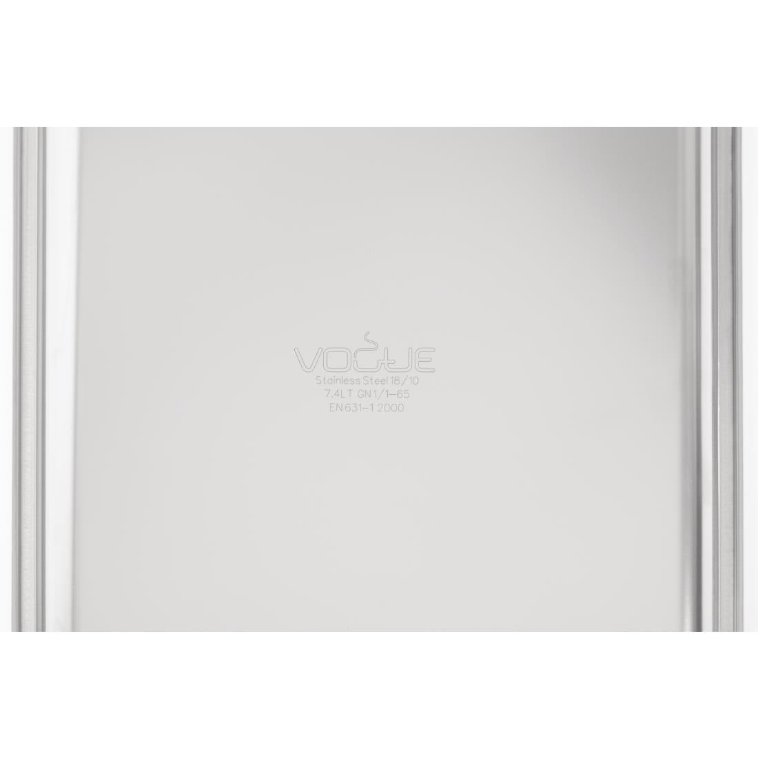 Vogue Heavy Duty Stainless Steel 1/1 Gastronorm Tray 65mm - DW433 Vogue