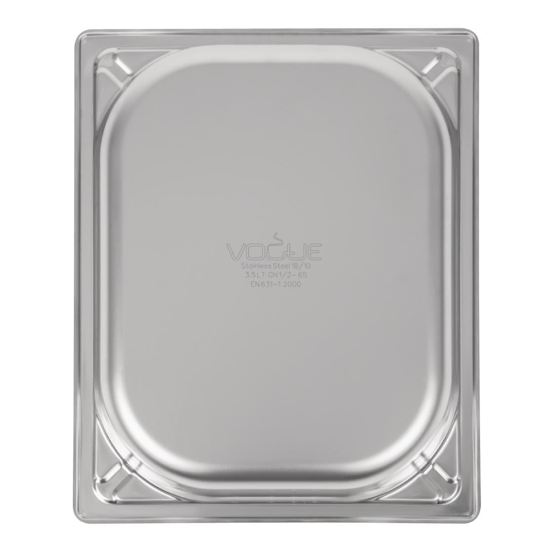 Vogue Heavy Duty Stainless Steel 1/2 Gastronorm Tray 65mm - DW438 Vogue