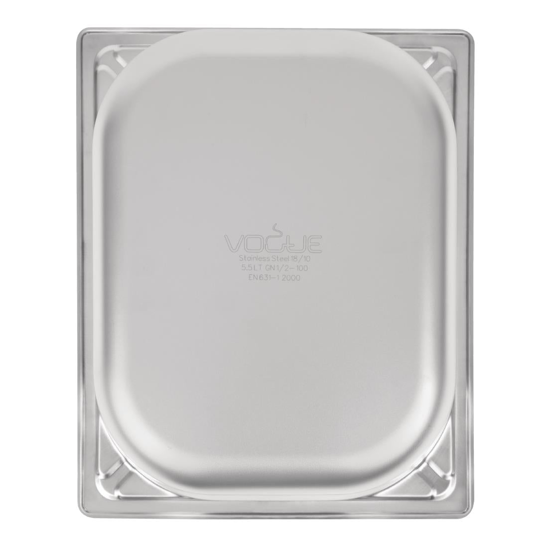 Vogue Heavy Duty Stainless Steel 1/2 Gastronorm Tray 100mm - DW439 Vogue