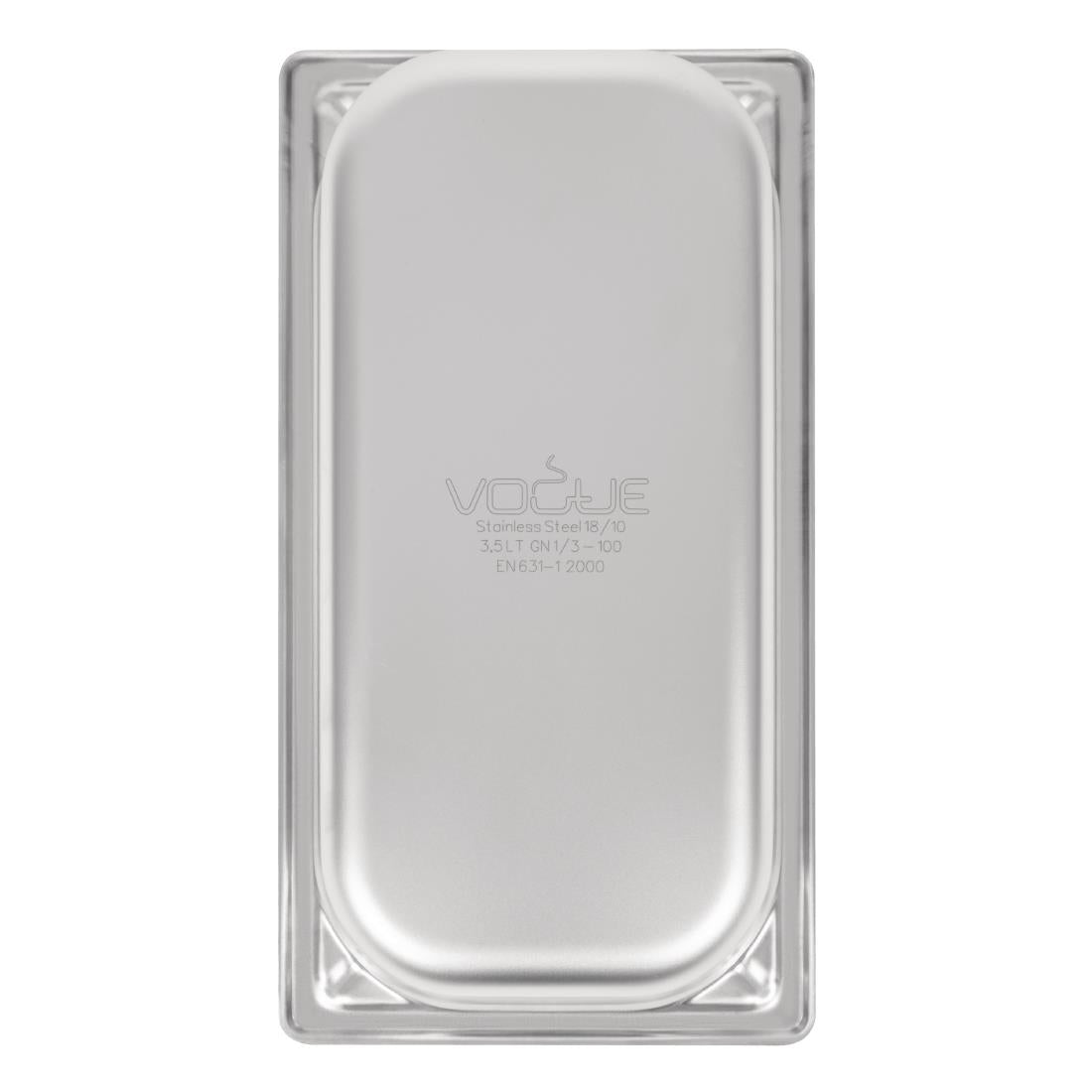 Vogue Heavy Duty Stainless Steel 1/3 Gastronorm Tray 100mm - DW443 Vogue