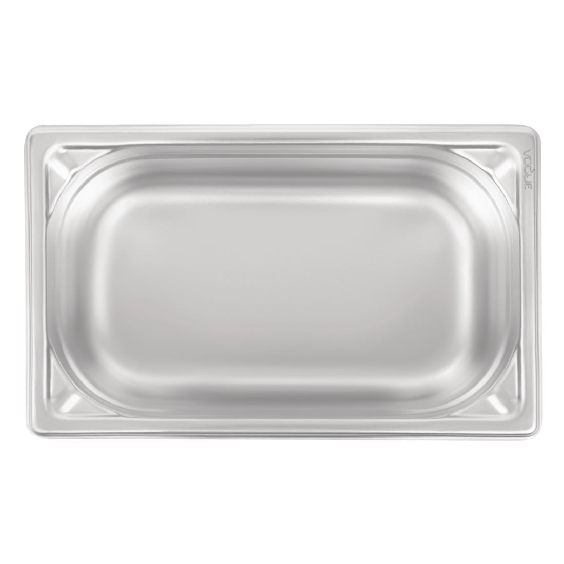 Vogue Heavy Duty Stainless Steel 1/4 Gastronorm Tray 100mm - DW447 Vogue