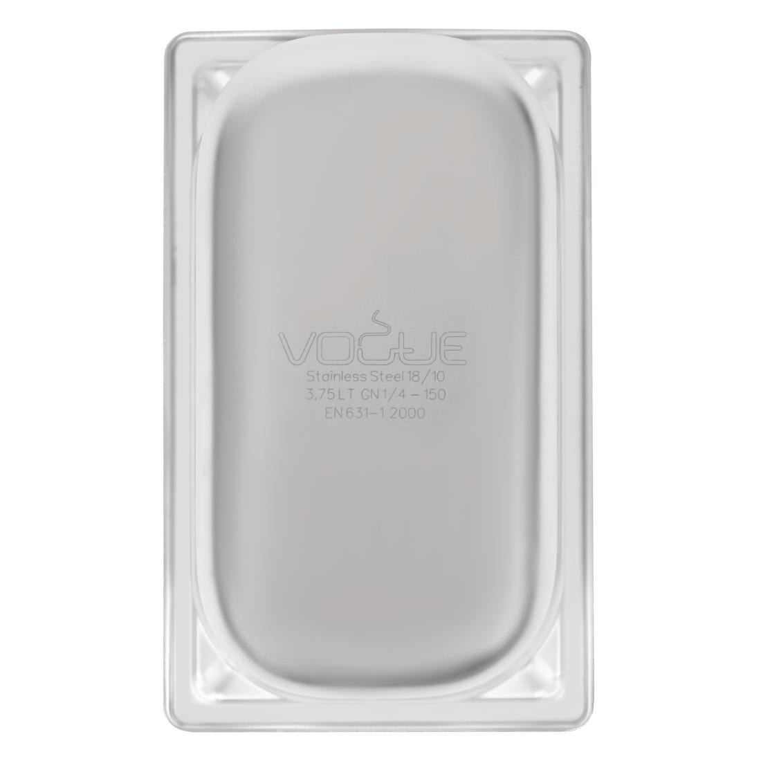 Vogue Heavy Duty Stainless Steel 1/4 Gastronorm Tray 150mm - DW448 Vogue