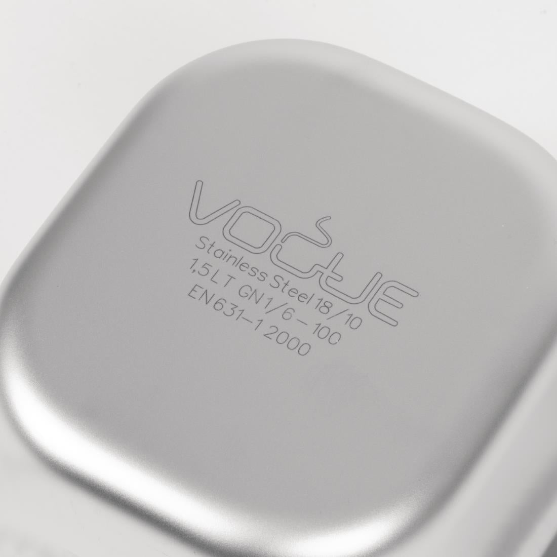 Vogue Heavy Duty Stainless Steel 1/6 Gastronorm Tray 100mm - DW450 Vogue
