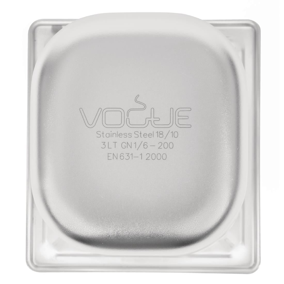 Vogue Heavy Duty Stainless Steel 1/6 Gastronorm Tray 200mm - DW452 Vogue