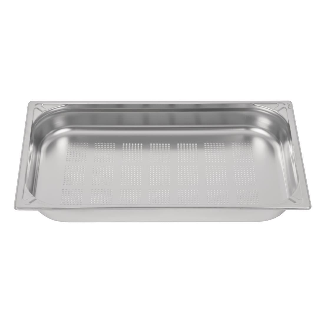 Vogue Heavy Duty Stainless Steel Perforated 1/1 Gastronorm Tray 65mm - DW461 Vogue