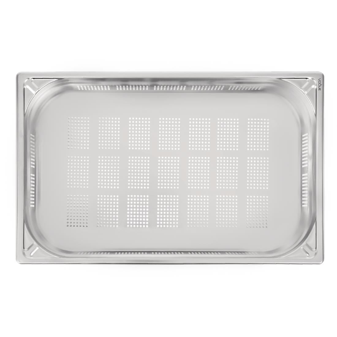 Vogue Heavy Duty Stainless Steel Perforated 1/1 Gastronorm Tray 100mm - DW462 Vogue