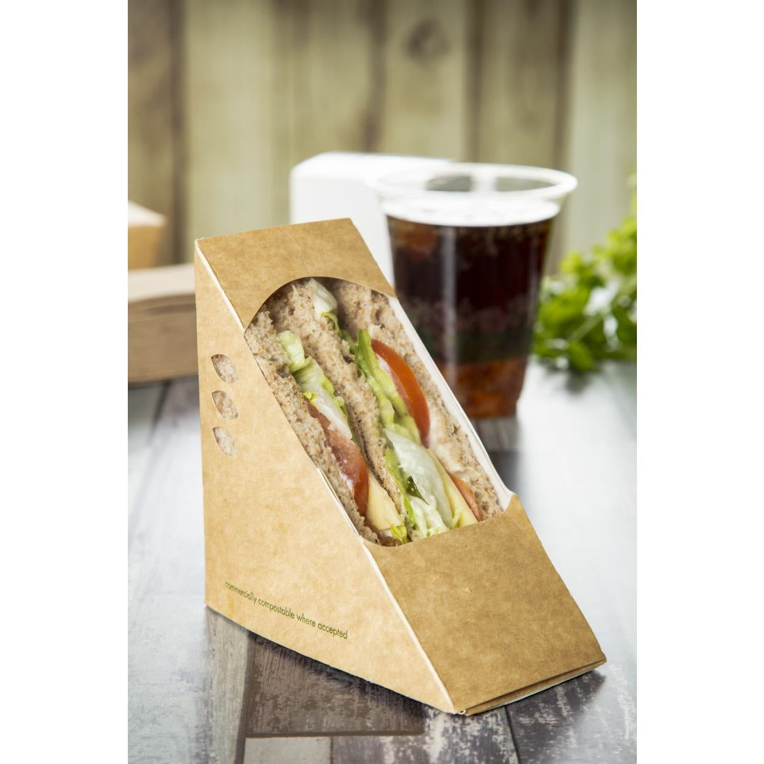 Vegware Compostable Kraft Sandwich Wedges 65mm (Pack of 500) - DW624 Vegware