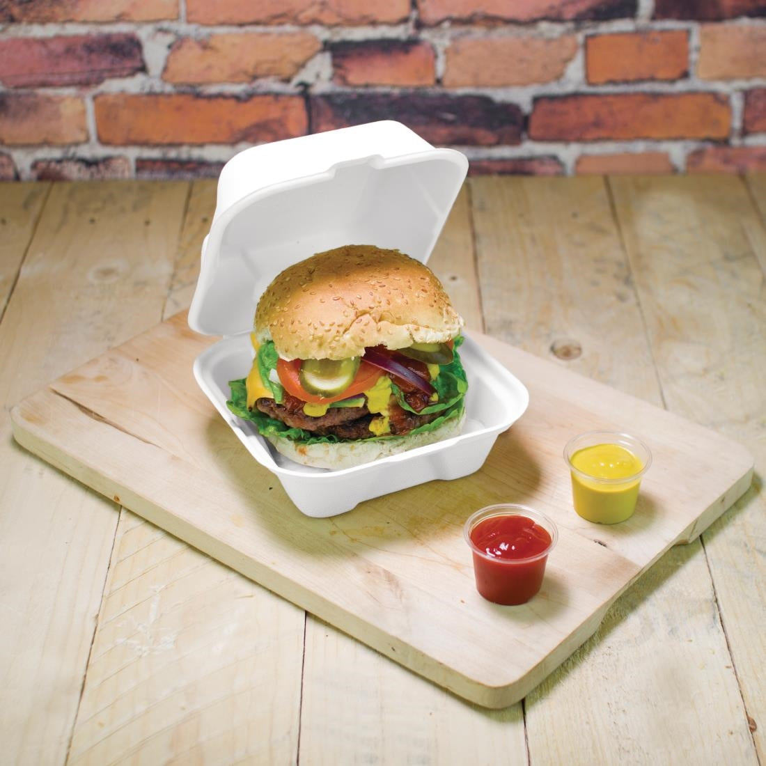 Vegware Compostable Bagasse Burger Boxes 152mm (Pack of 500) - DW625 Vegware