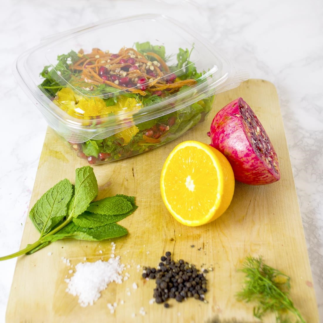 Vegware Compostable PLA Hinged-Lid Deli Containers 680ml / 24oz (Pack of 200) - DW627 Vegware