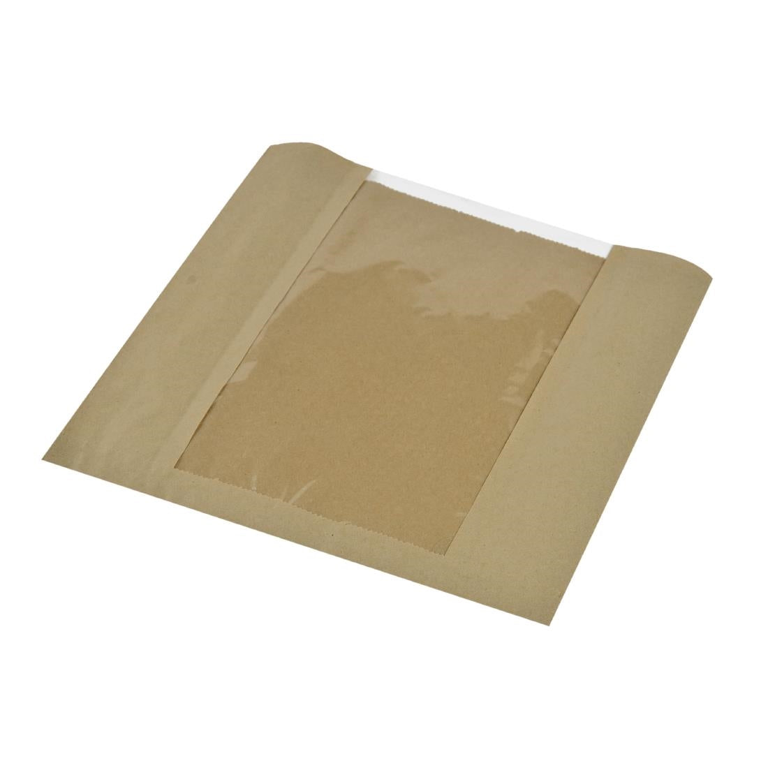 Vegware Compostable Kraft Sandwich Bags With PLA Window Large (Pack of 1000) - DW638 Vegware